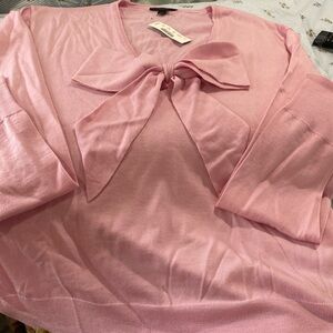 J Crew pink v neck Bow sweater. Xl